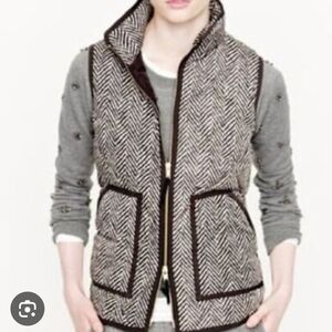 J. Crew Women's Herringbone Vest with Dark Trim